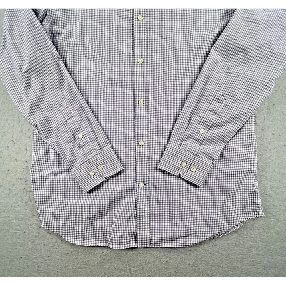 Banana Republic Mens XL Purple Check Non-Iron Tailored Slim Fit Dress Shirt LS